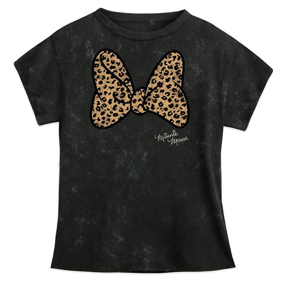 Disney Tops - Minnie Mouse Animal Print Bow Tshirt
